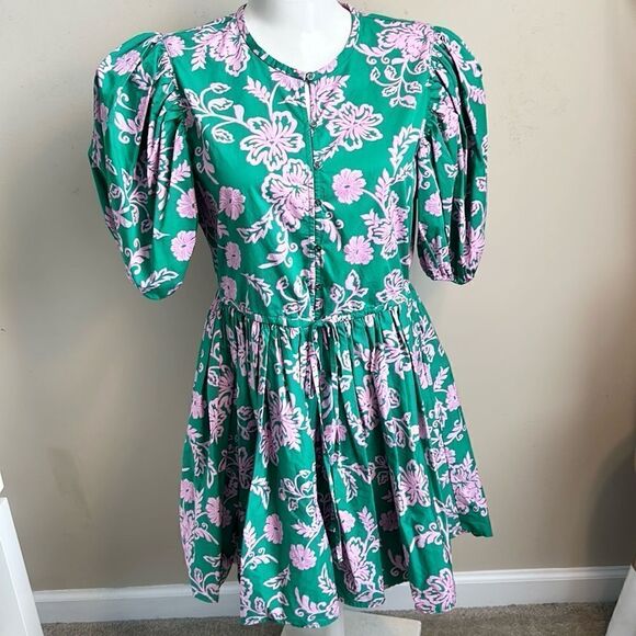 Xenia Xirena Aurie Cotton Puff-Sleeve Mini Dress S - Picture 2 of 10